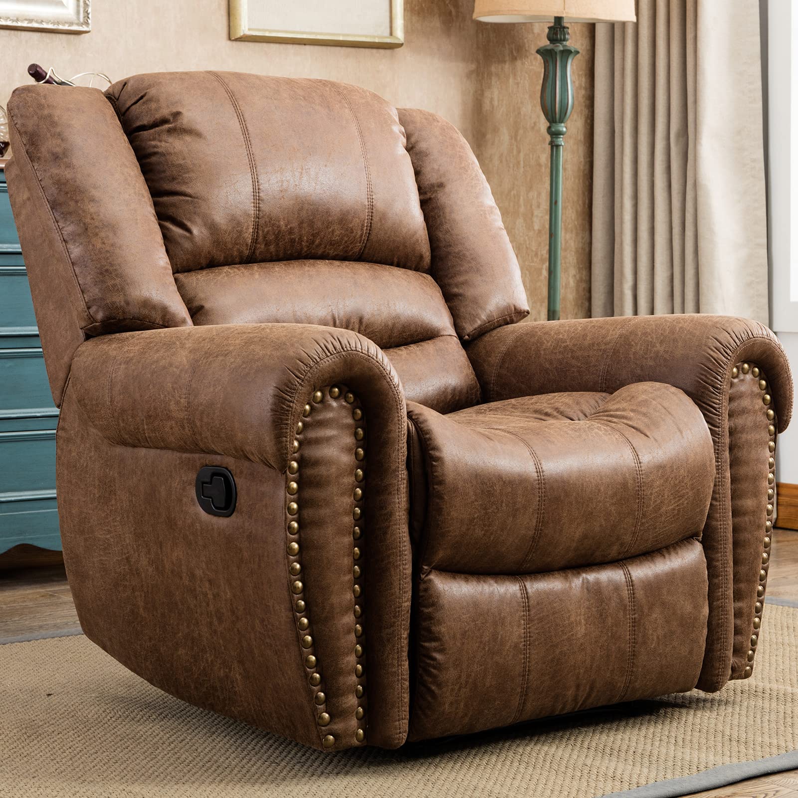 brown leather recliner chair