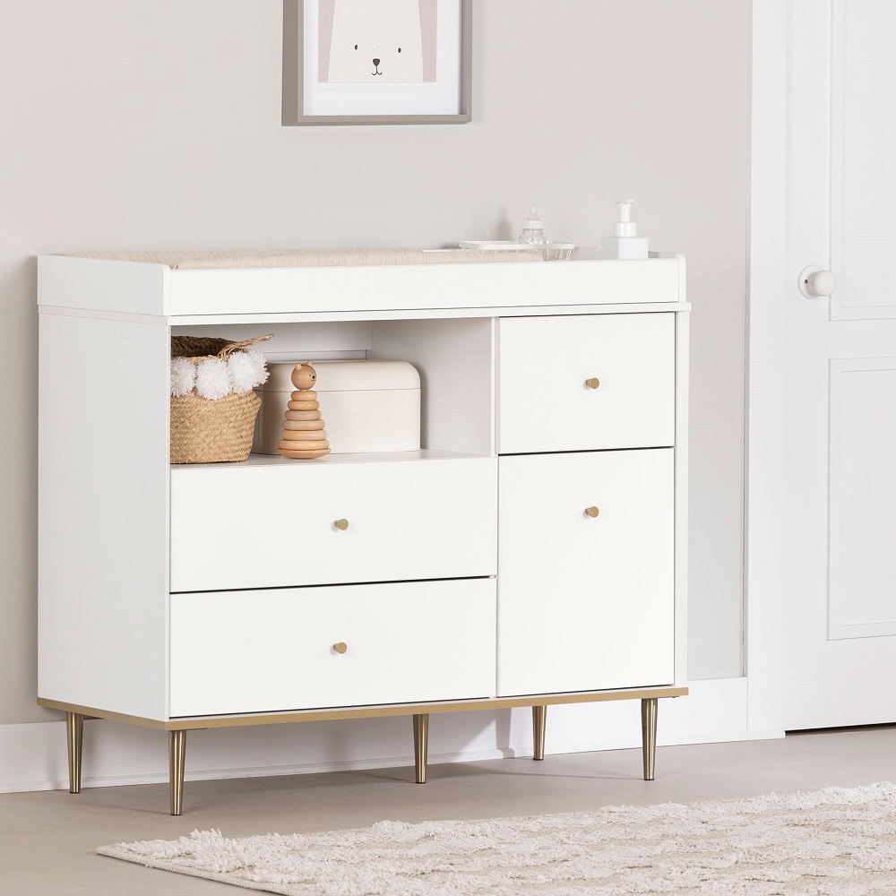 white baby changing table