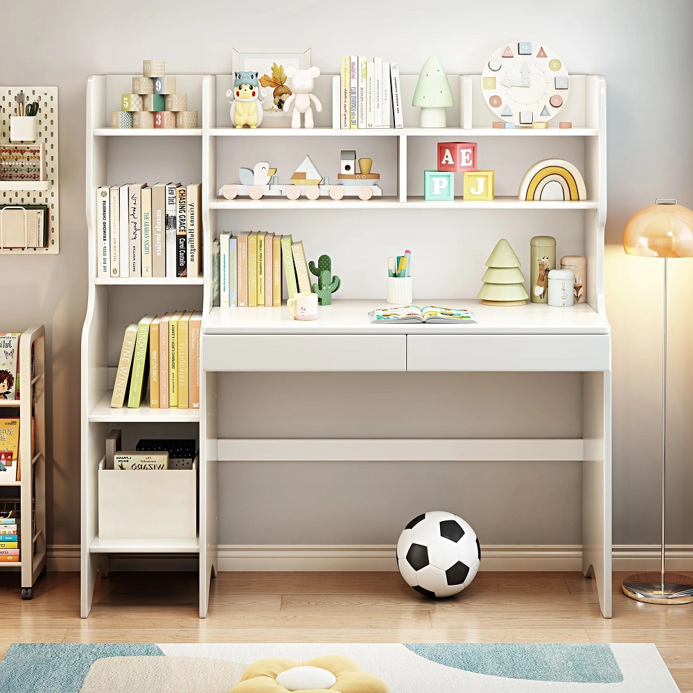 kids desk with bookshelf