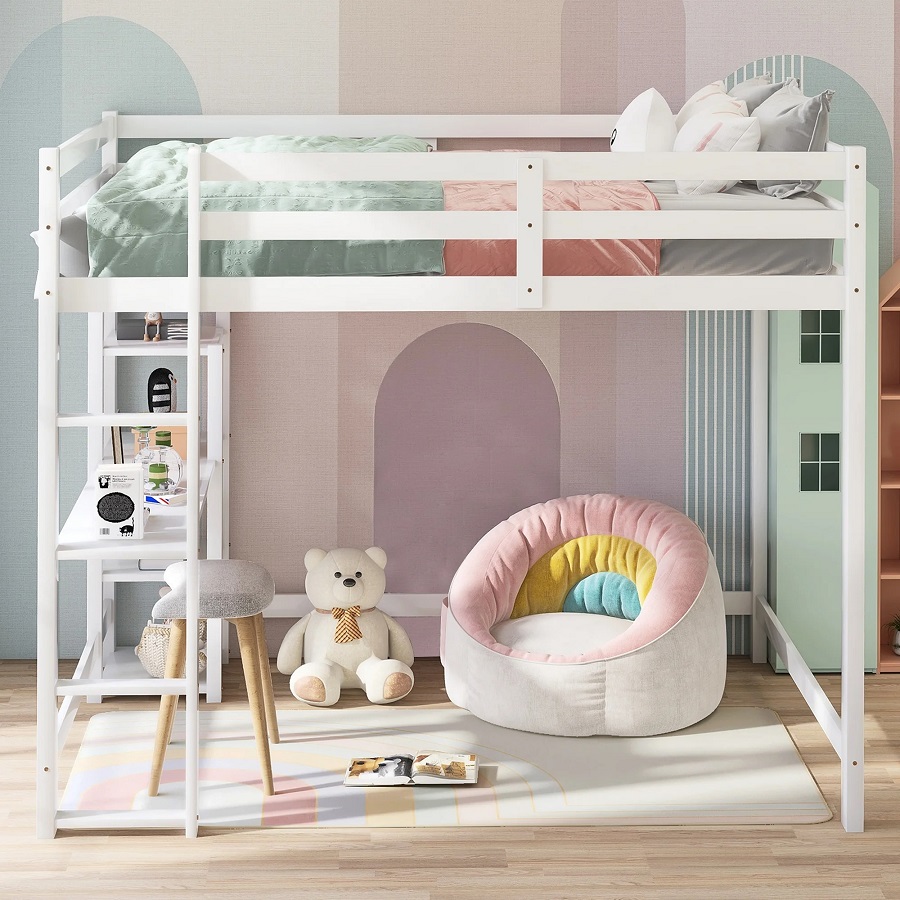 kids bunk bed with desk