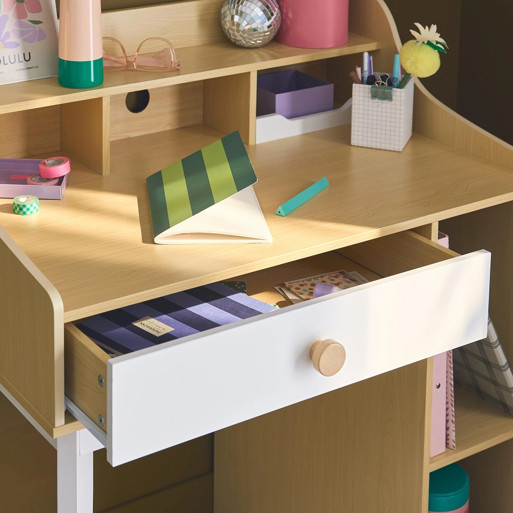 kids desk with bookshelf
