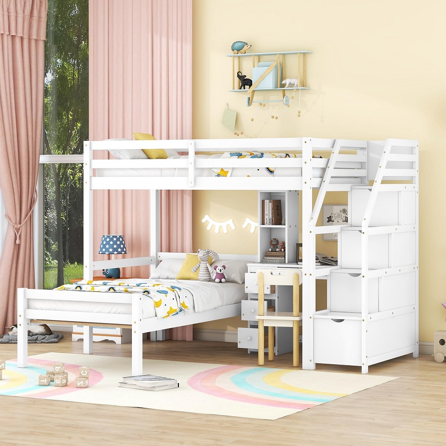 kids bunk beds with desk
